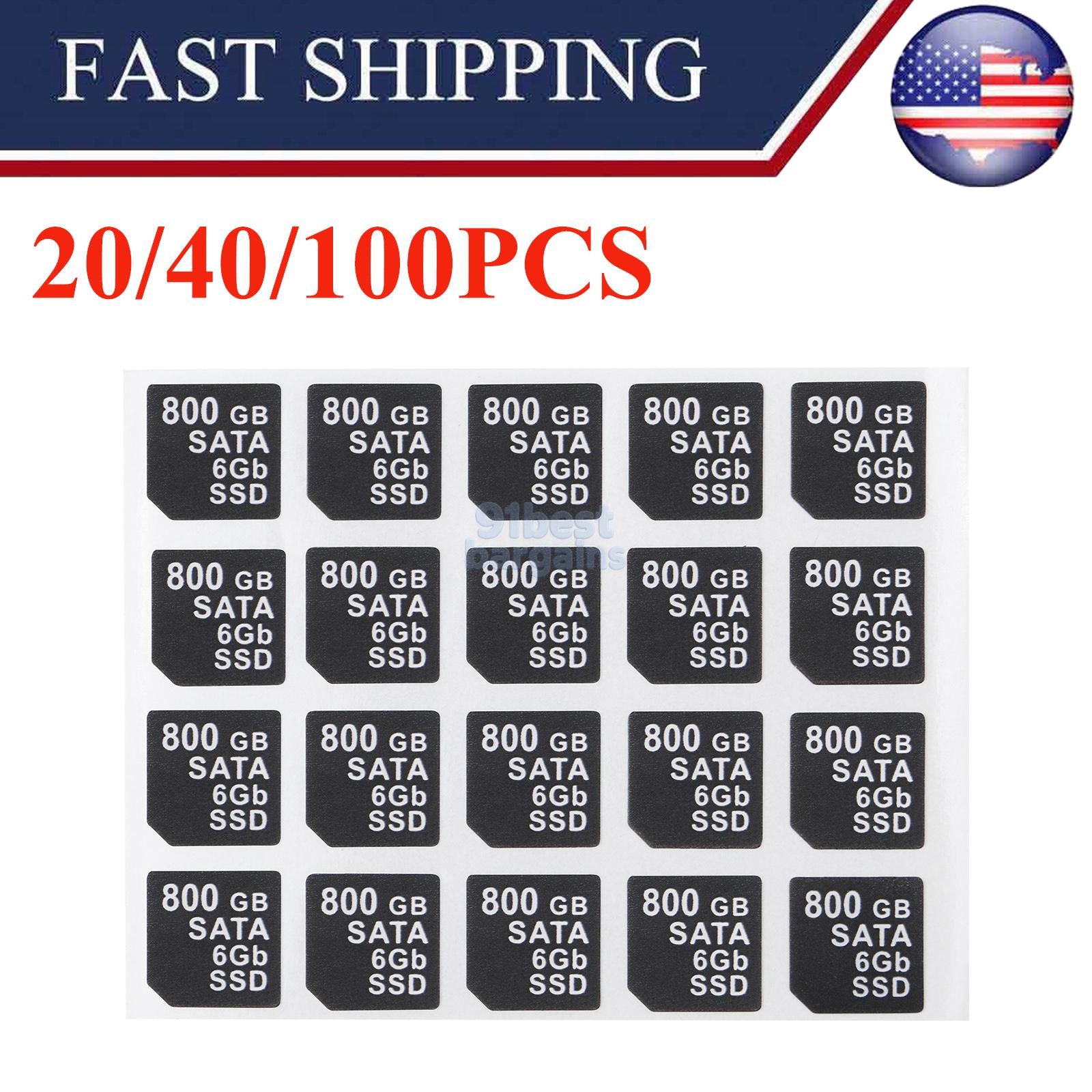 20/40/100PCS Capacity Sticker 800GB SATA 6GB SSD FOR DELL DXD9H X7K8W Hard Tray