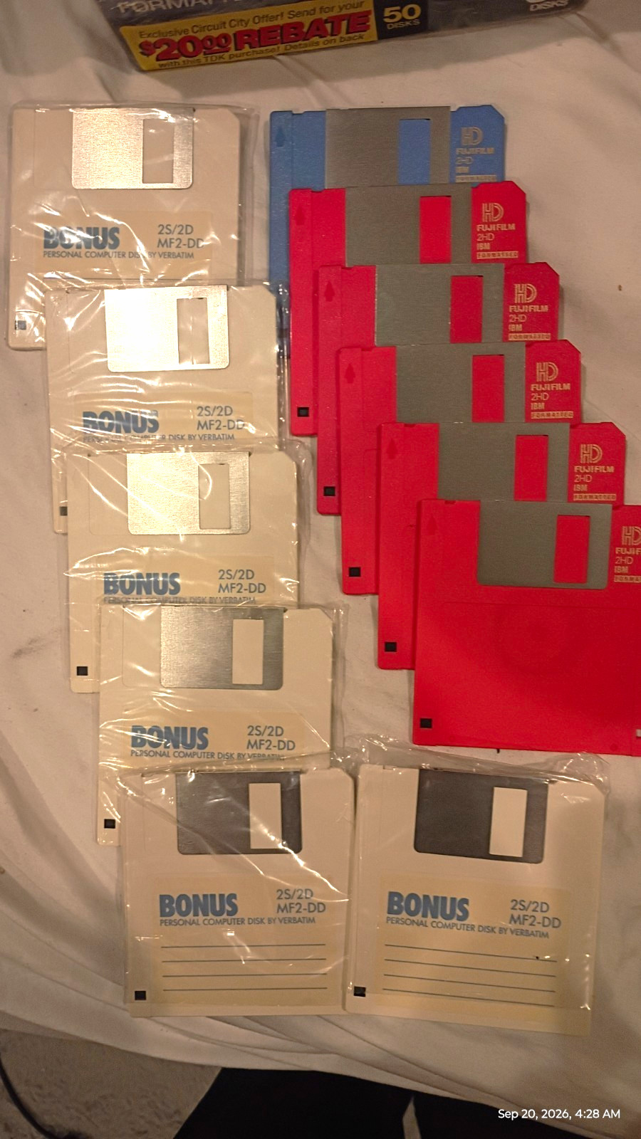 Vintage Verbatim BONUS MF2-DD 720KB + Fujifilm 2HD 1.44MB 3.5" Floppy Disk Lot