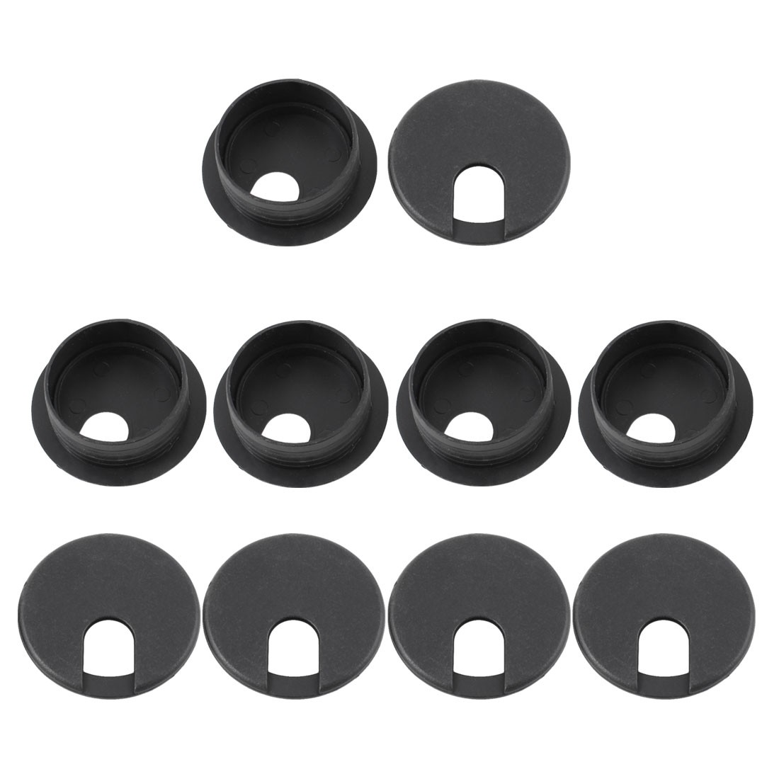 10 Pcs Black Computer Desk Table Counter Top Wire Plastic Grommets 35mm Dia