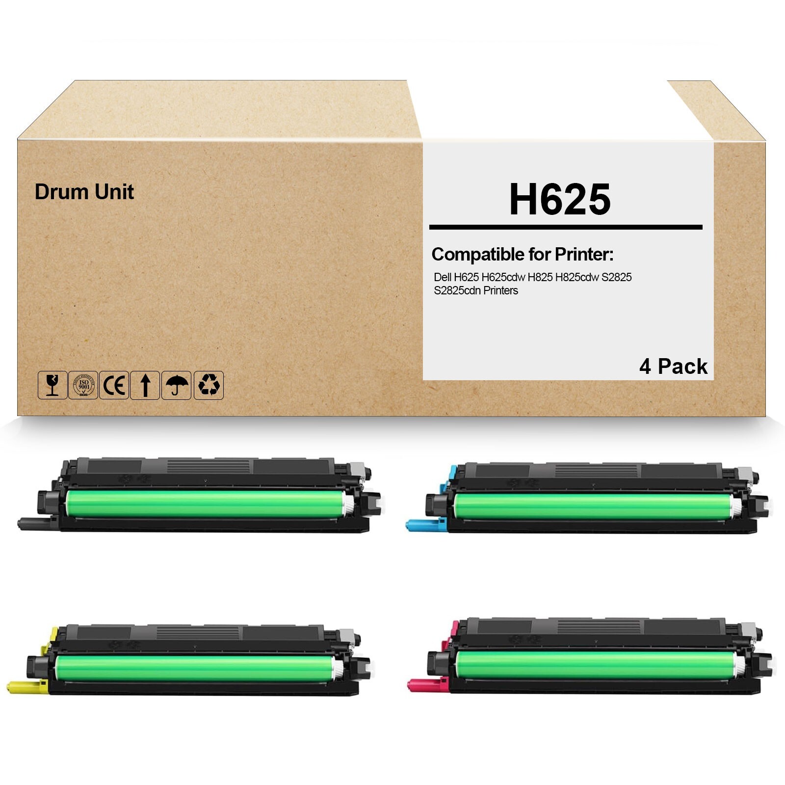 4 Pack 593-BBPF 593-BBPG 593-BBPH 593 BBPI Imaging Unit for l H625 H625cdw