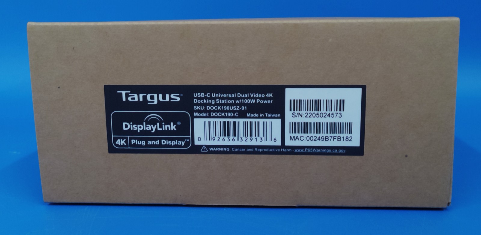 NEW SEALED Targus DOCK190USZ-91 USB-C w/100W Power Dual Docking Station BLACK