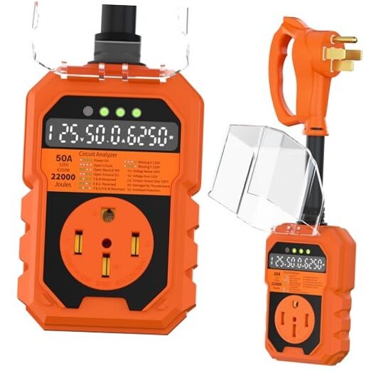 22000J RV Surge Protector 50 Amp with Auto Shutoff & Reset, LED Display 50A