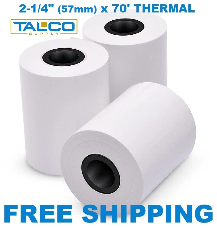(100) INGENICO iCT250 (2-1/4" x 70') THERMAL RECEIPT PAPER ROLLS ~FREE SHIPPING~