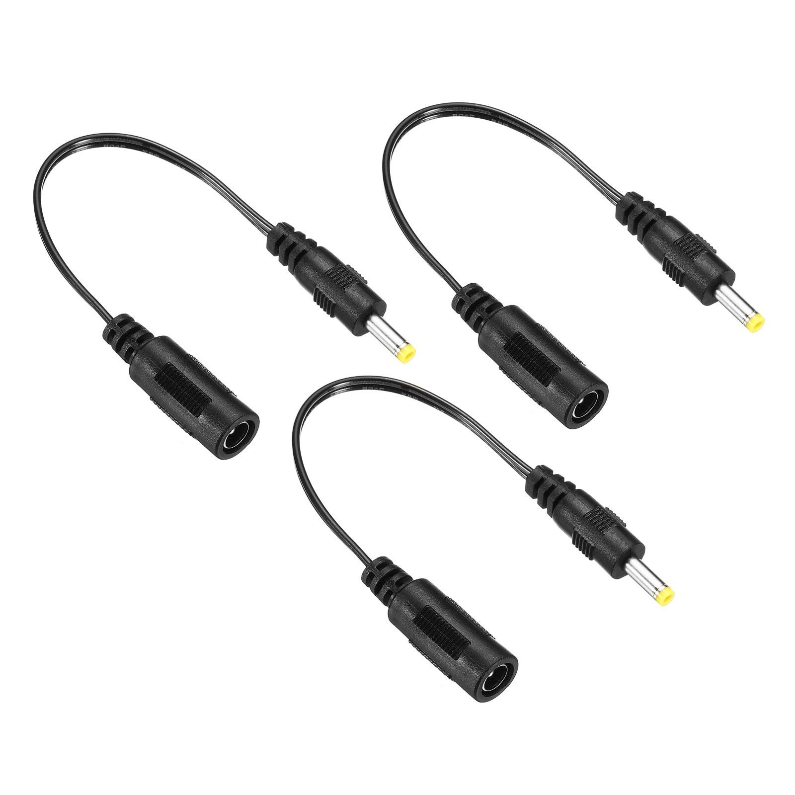 3Pcs DC 5.5x2.1mm Female to 4x1.7mm Male Extension Cable Adapter Cord Black