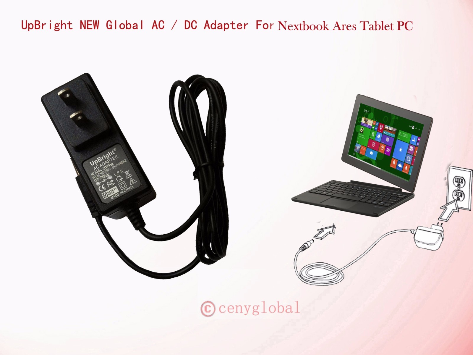 AC Adapter For Nextbook Flexx 9 NXW9QC132P & 10 Nxw101qc232t tablet Power Supply