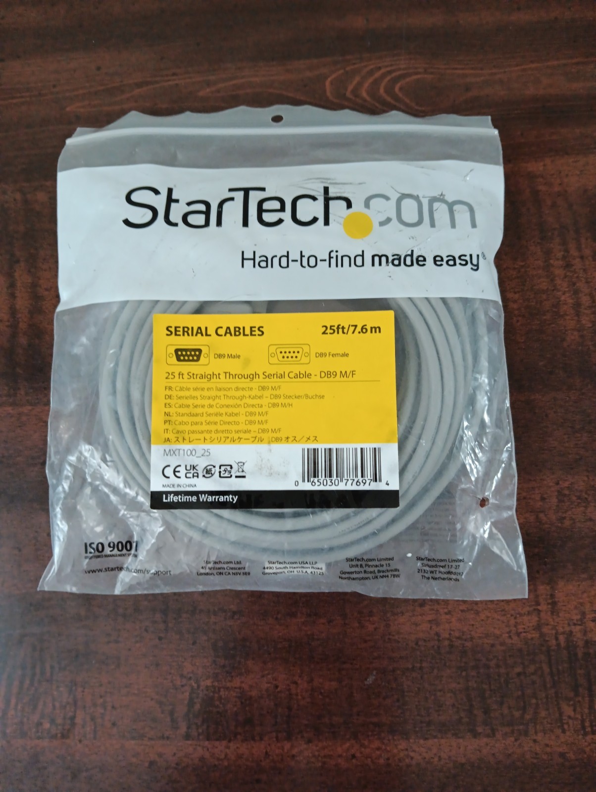 Startech MXT100_25 Straight Through Serial Cable DB9-M/F 25ft