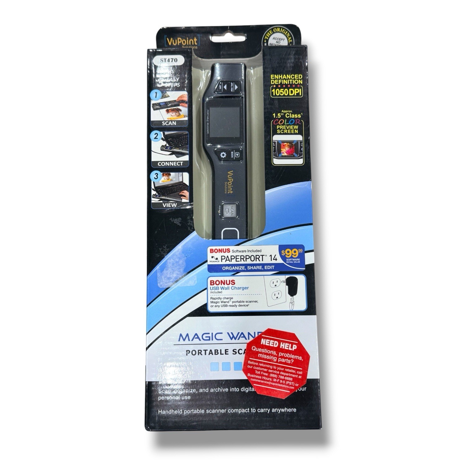 VuPoint Magic Wand IV ST470 Portable Scanner 1050 DPI New Sealed PaperPort 14