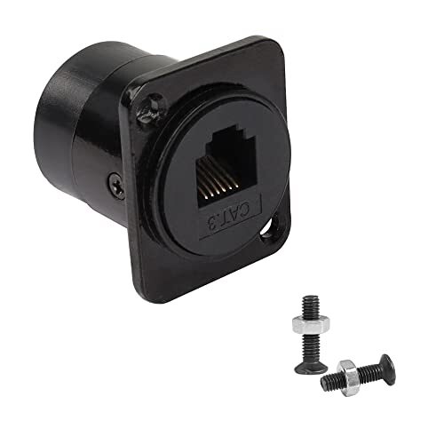 Rj11 Rj12 6P6c Panel Mount Connector Black Zinc Alloy Durable Telecom Adapter