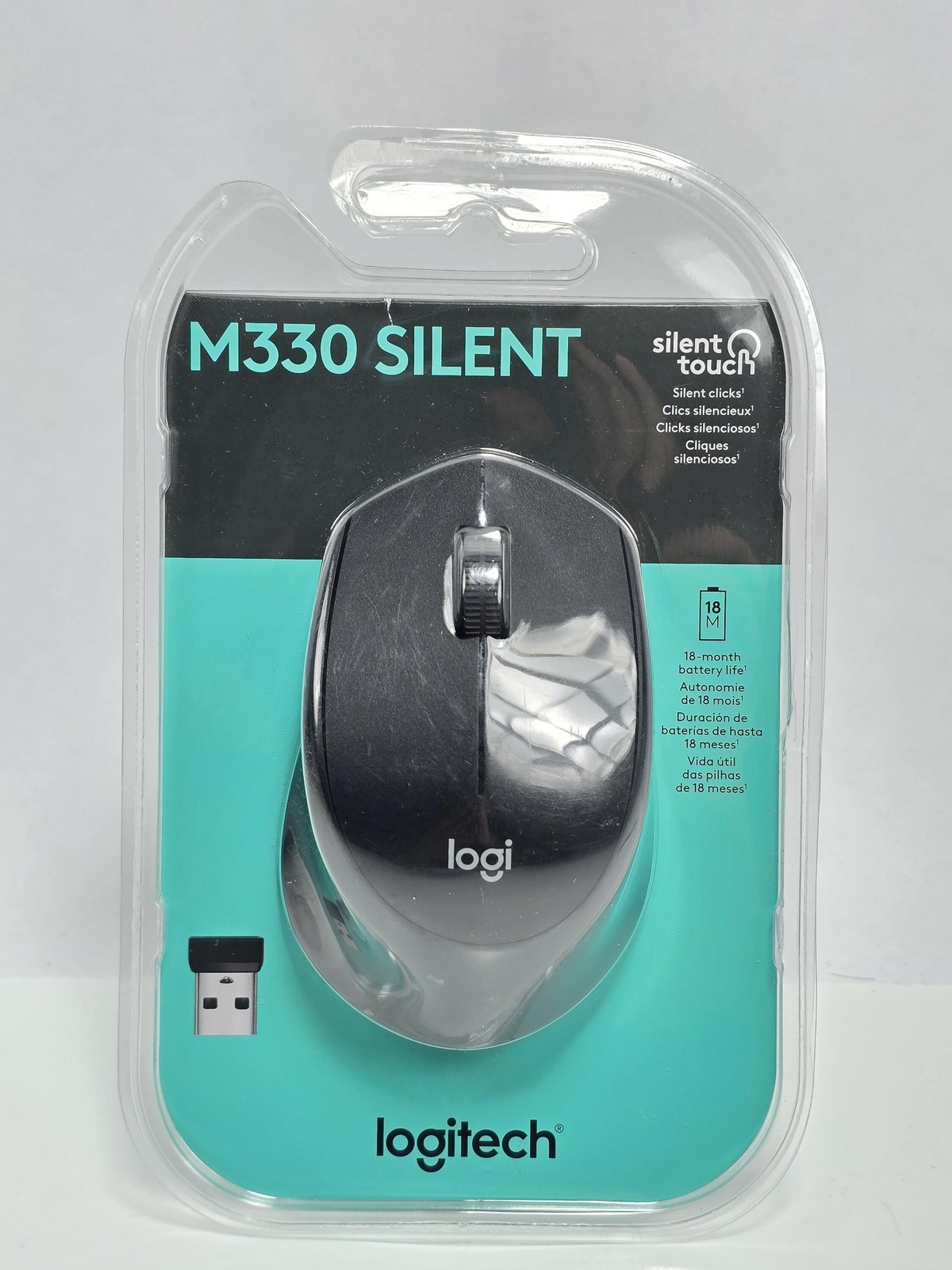 Logitech M330 Silent Plus Wireless Mouse 2.4GHz USB Nano Receiver 1000 DPI Black