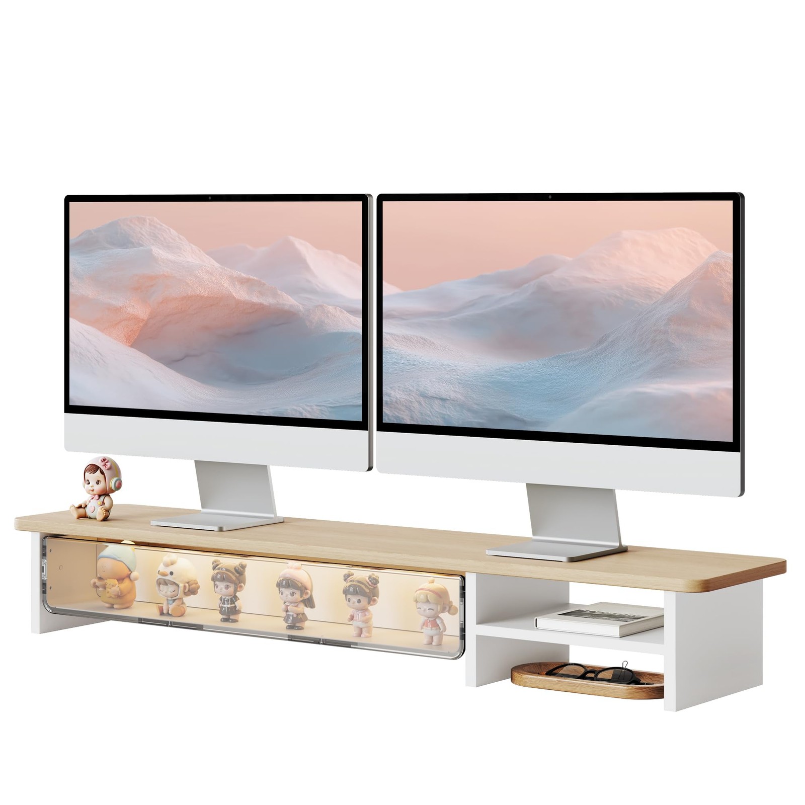 Fenge Monitor Stand with Acrylic Display Drawer for Figures & Collectibles