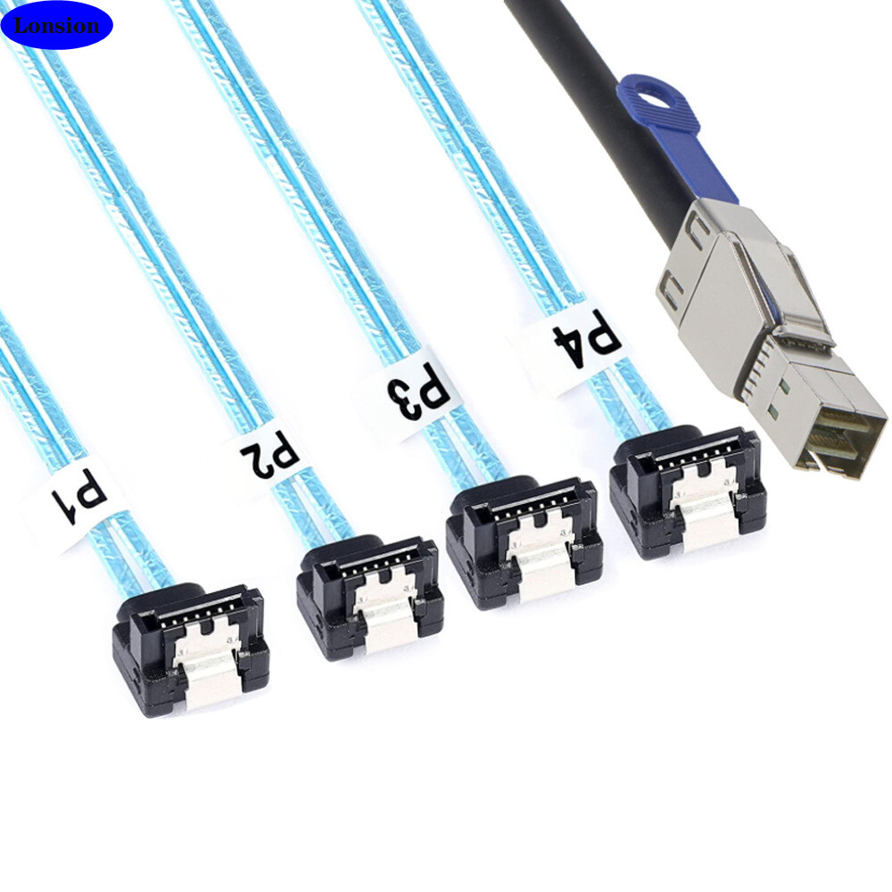 Mini SAS HD SFF-8644 with IC to 4 Ports SATA 7P female Adapter cable For server