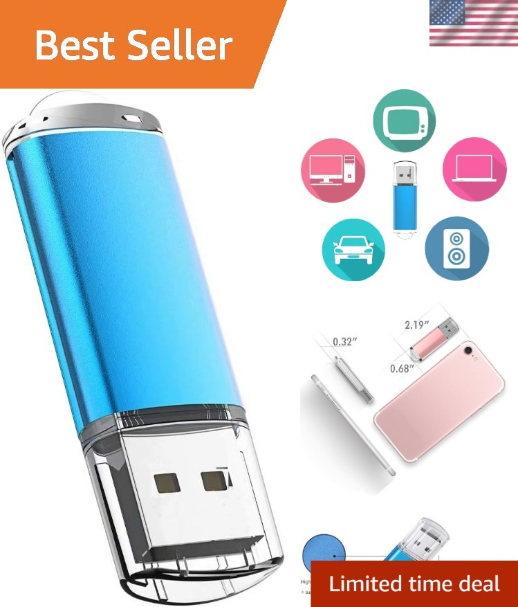 Versatile 32GB USB 2.0 Flash Drive - Perfect Gift Blue Thumb Drive for Sharing
