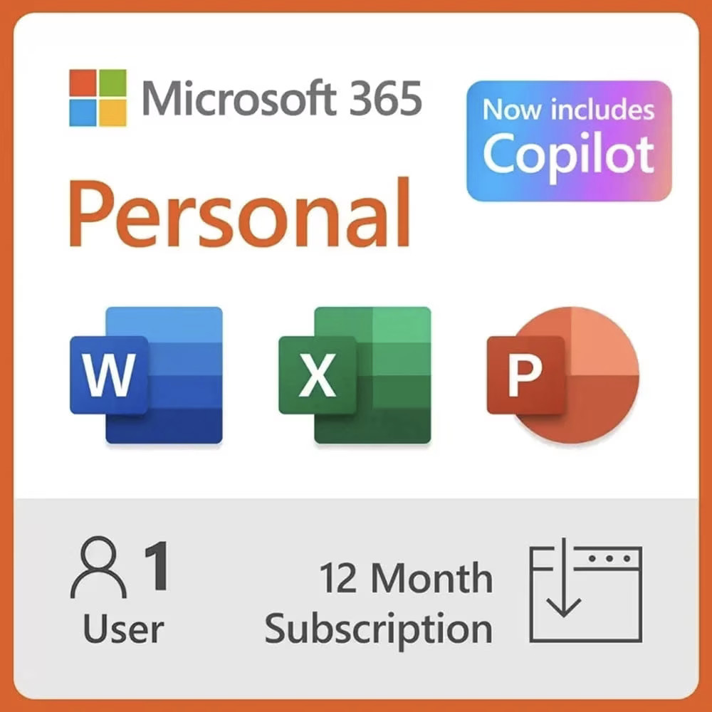 Microsoft 365 Personal – 1 PC or Mac License – 12 Month Subscription Product Key