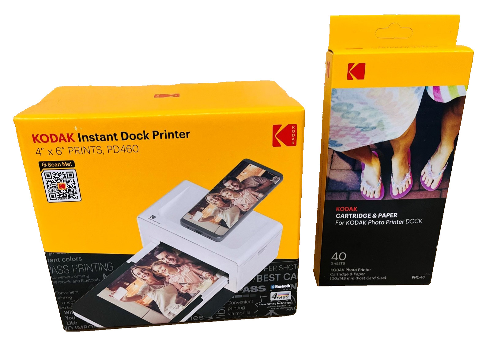 KODAK Dock Plus 4PASS Instant Photo Printer (4x6 inches) + 80 Sheets Bundle