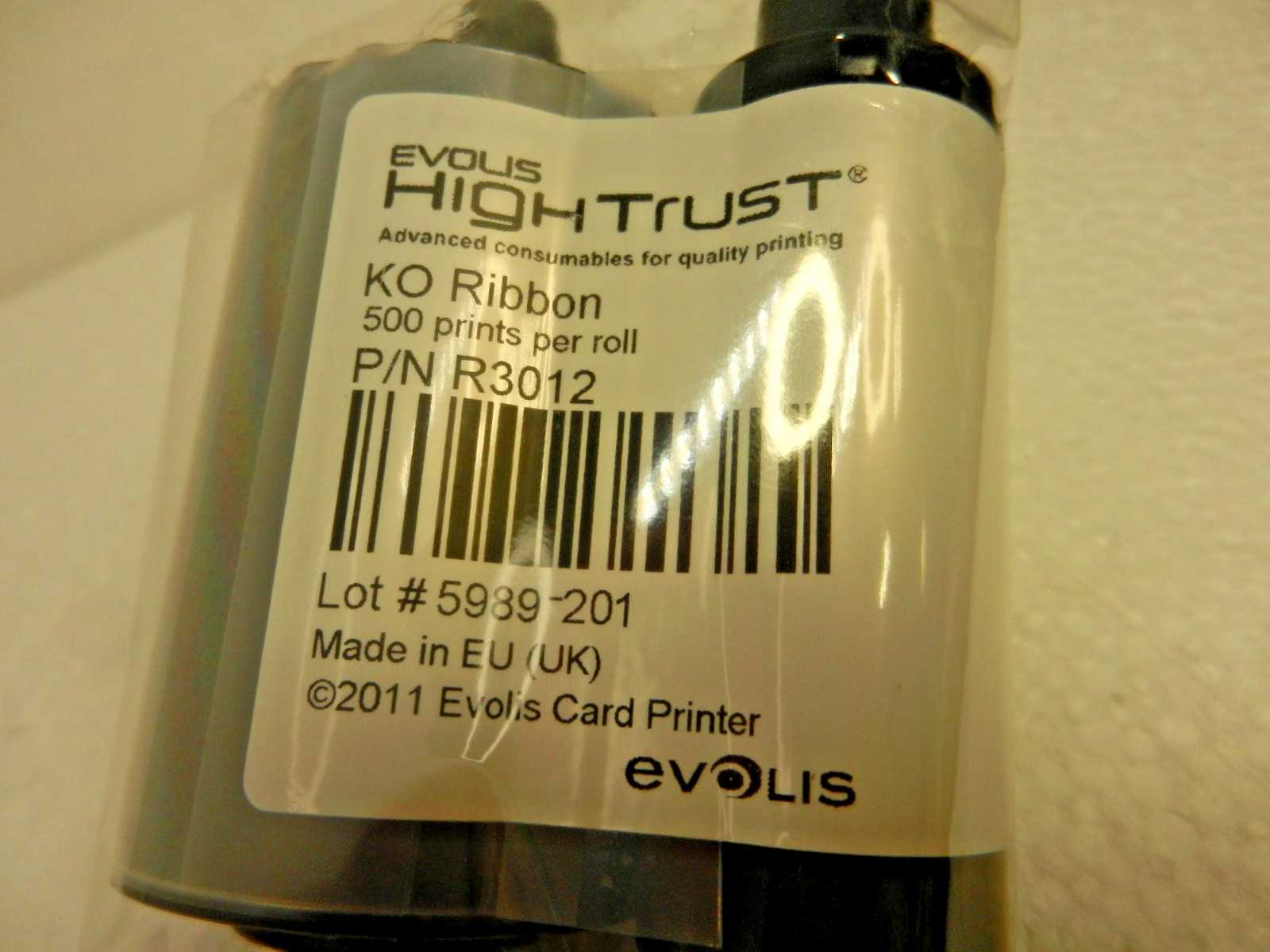 NEW EVOLIS R3012  High Trust KO Ribbon 500 Prints Per Roll