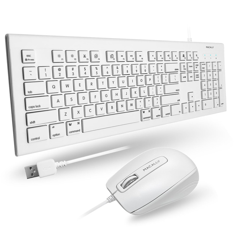 Macally 104 Key Usb Wired Keyboard And Mouse Combo Apple Shortcut Keys For Mac