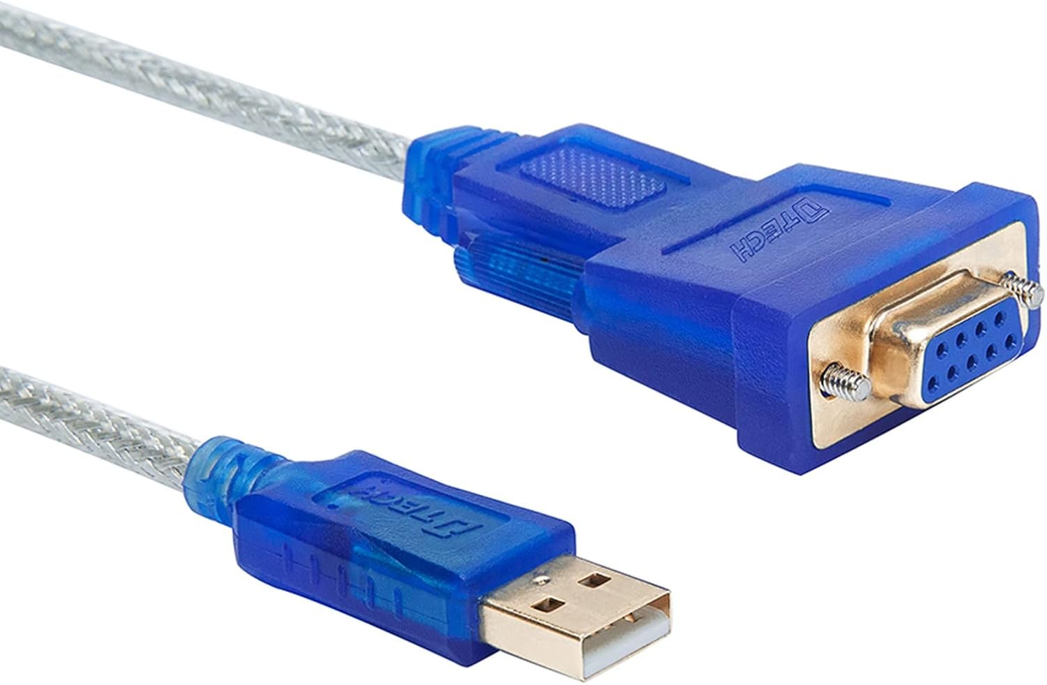 DTech 3 Feet USB to Serial Female Adapter Cable DB9 3ft RS233 cable, blue 