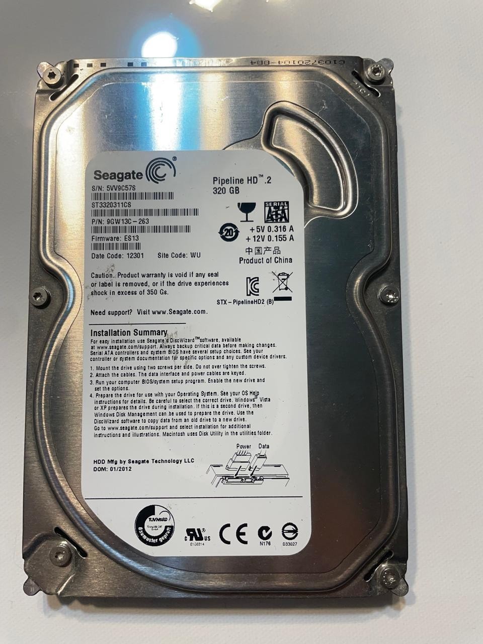 Seagate Pipeline HD 2 320GB 3.5" SATA Hard Drive ST3320311CS – Tested Working