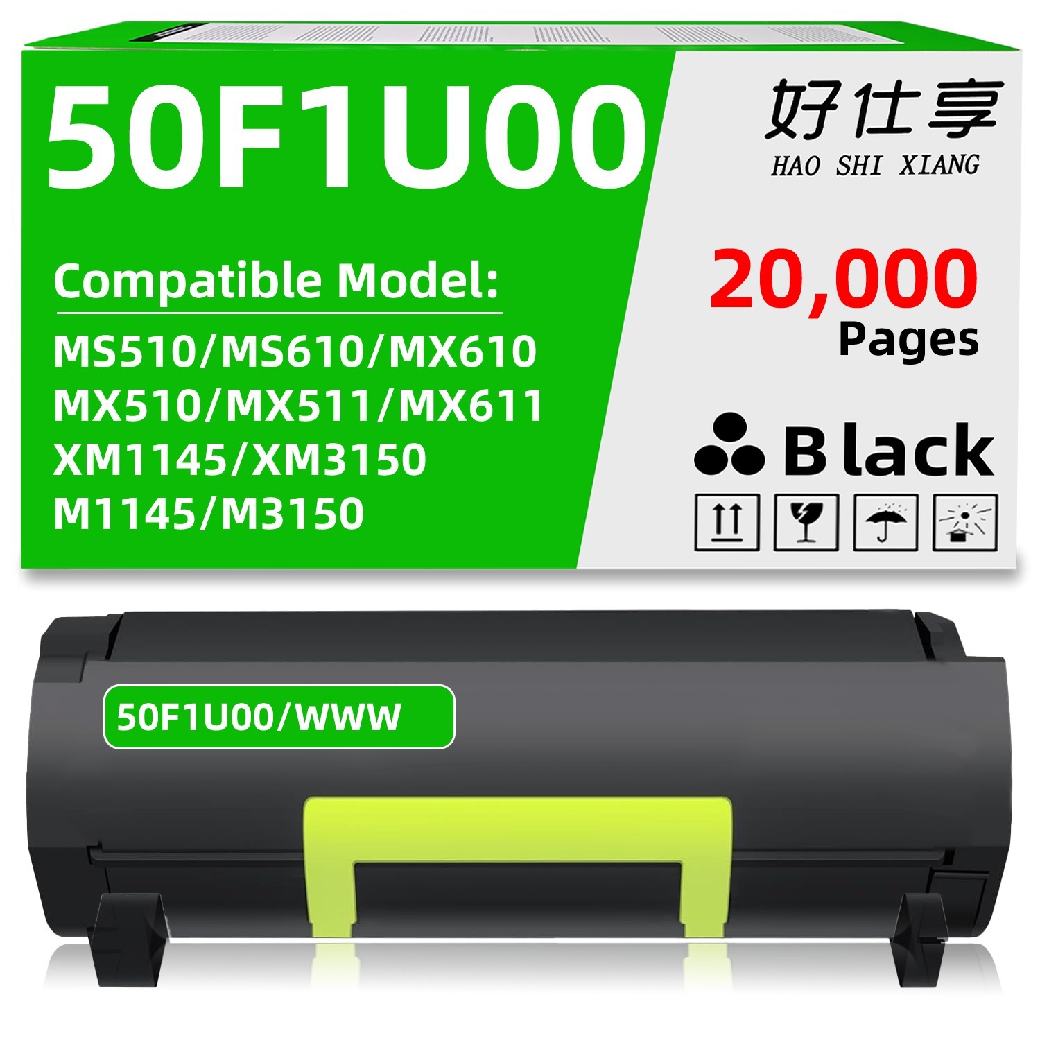 60F1X00 Toner Cartridge Compatible for Lexmark MX510 MX511 MX610 MX611 MS510 610