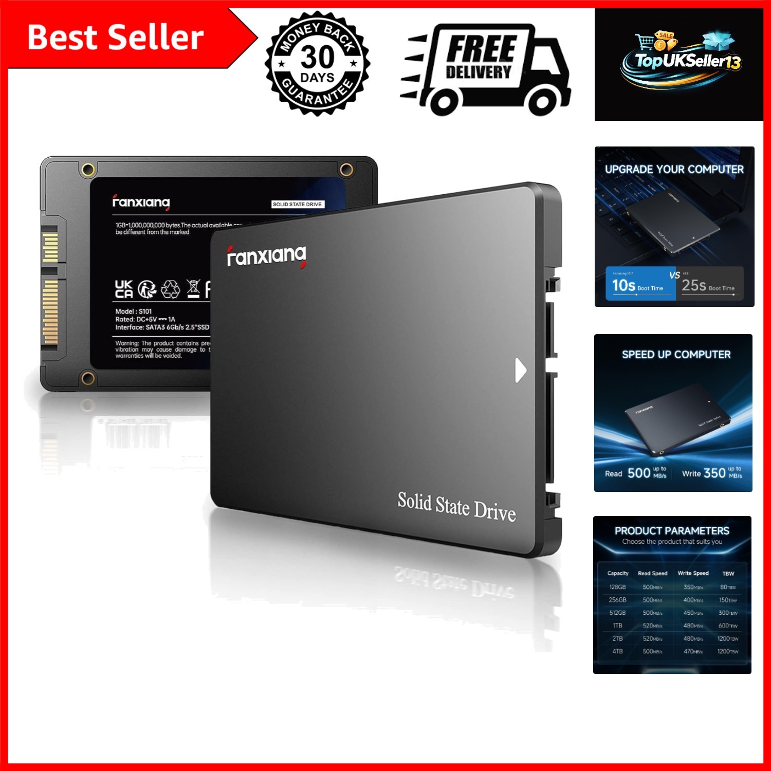 S101 128GB SSD 2.5" SATA III Internal SSD Read Speed Up to 500MB/s