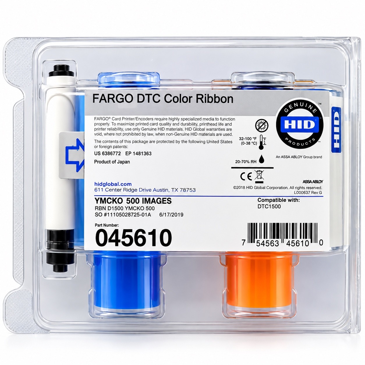 HID Fargo 45610 YMCKO Color Ribbon 500 Prints for DTC1500 Genuine OEM