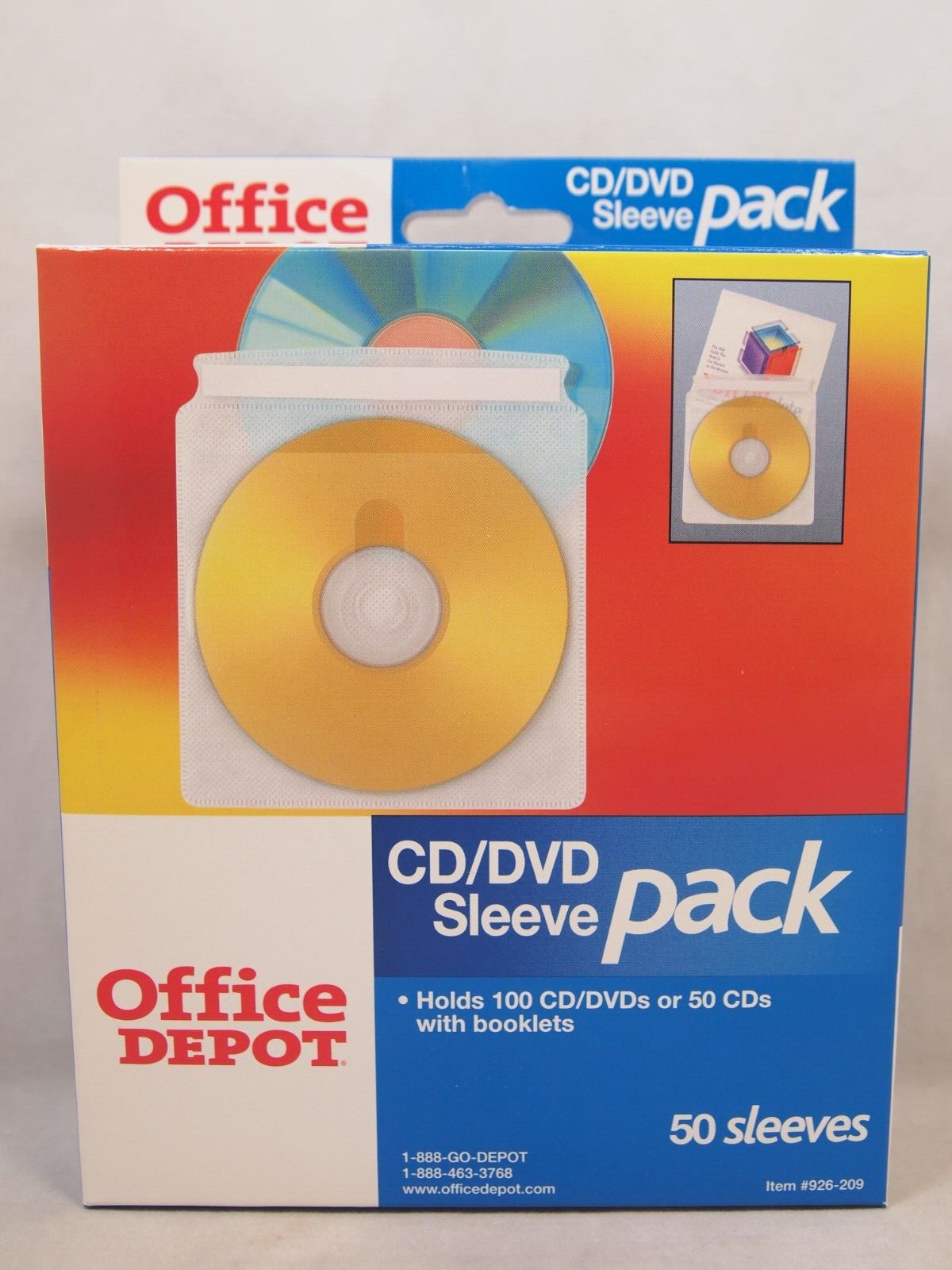 Office Depot CD / DVD 50 Sleeve Pack Double Sided Holds up 100 Discs Brand New