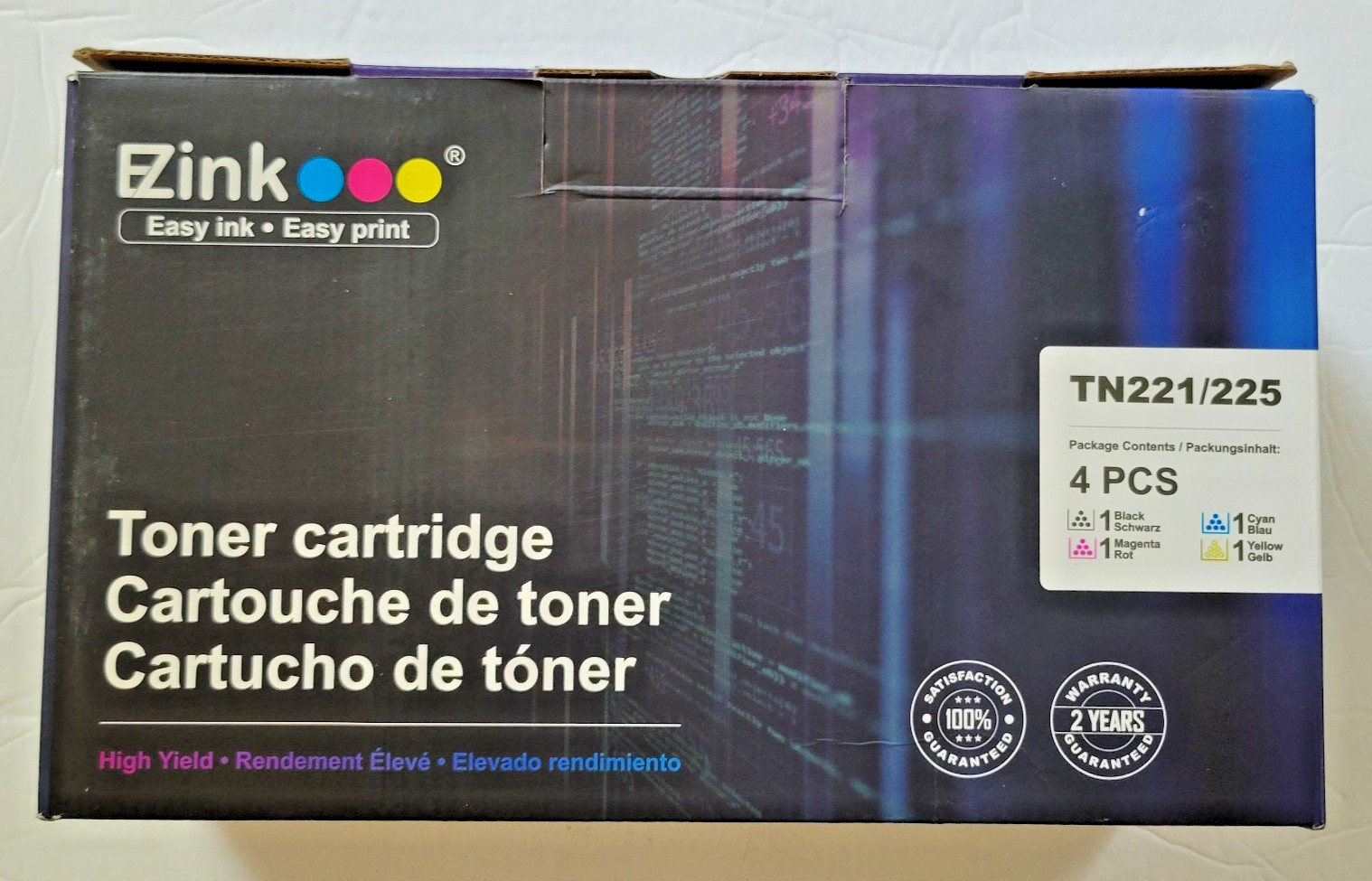 4 Pack EZink TN221/225 Compatible  Toner For Brother TN221 TN225 New Open Box
