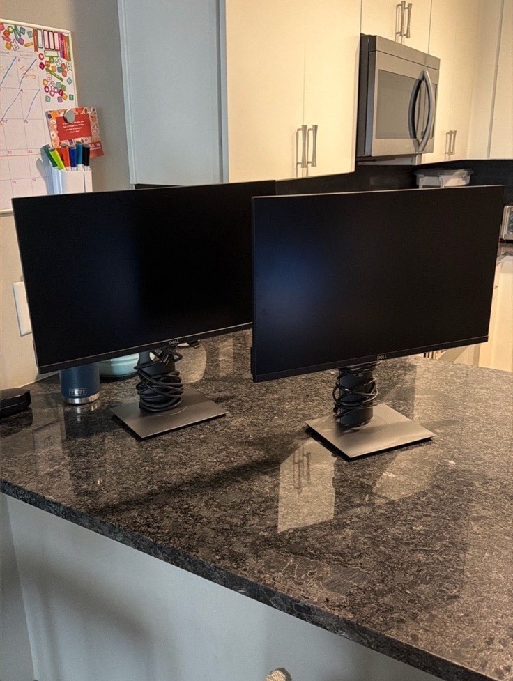 Dell Computer Monitors with Stand, Black and Silver Color Finish