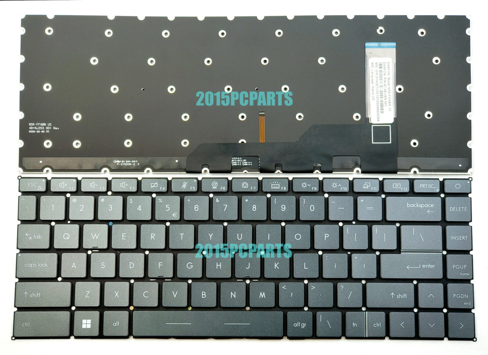 MSI MS-14C4 MS-14C5 MS-14DK MS-1552 MS-1562 MS-16S6 MS-16V2 Keyboard Backlit US