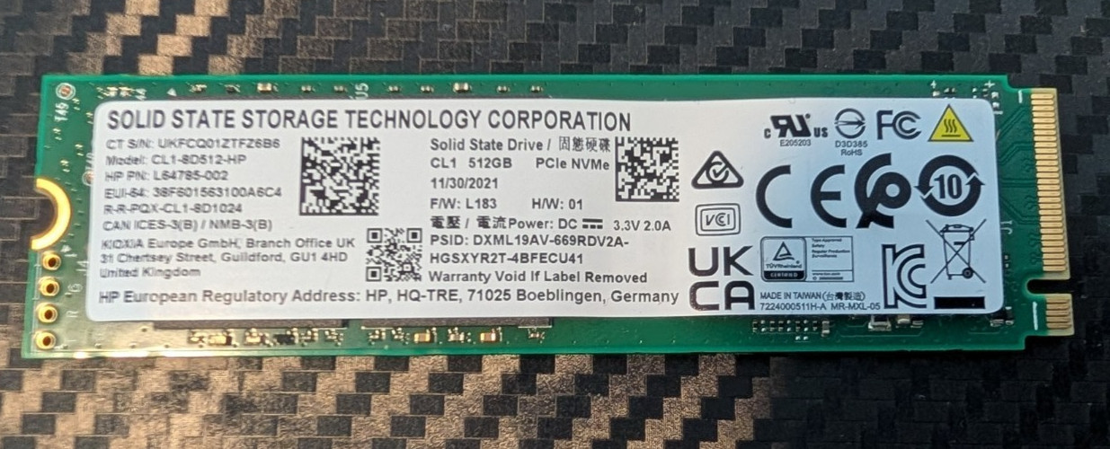 SSSTC CL4-8D512-HP 512GB M.2 2280 NVMe PCIe® Gen3 x4 SSD DRIVE - 91% health