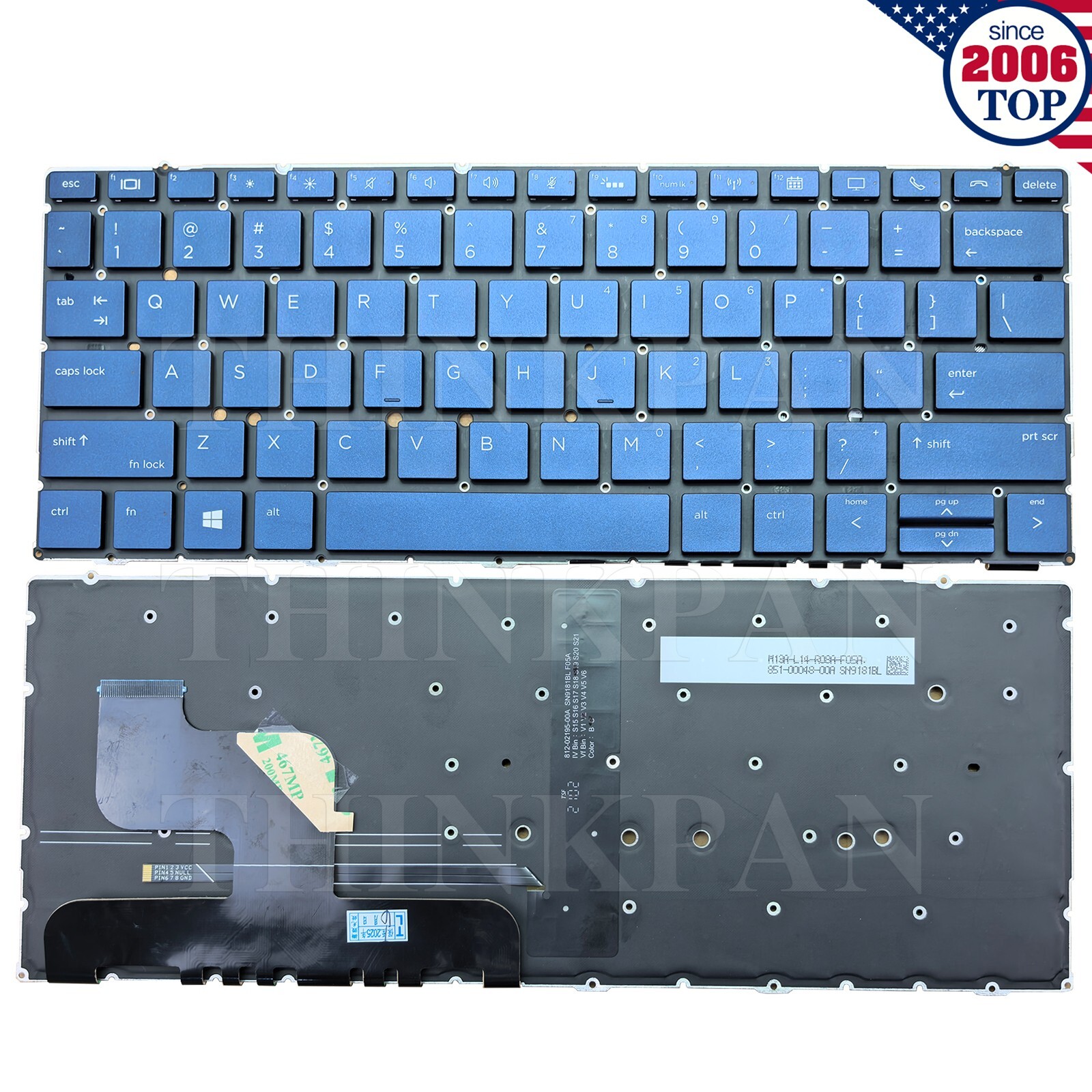 New US Laptop Keyboard Backlit for HP Elite Dragonfly G1 G2 13.3'' Blue