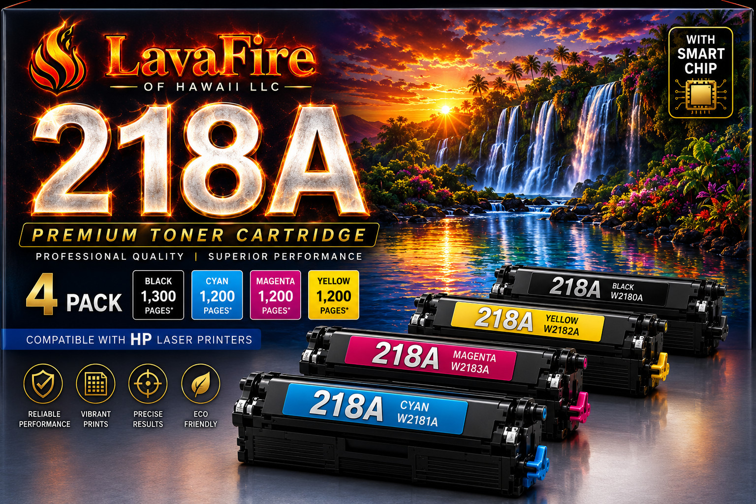 ** NEW HP Toner | 218A / 218X | Black / Color | With Chips | Compatible | 4-Pack