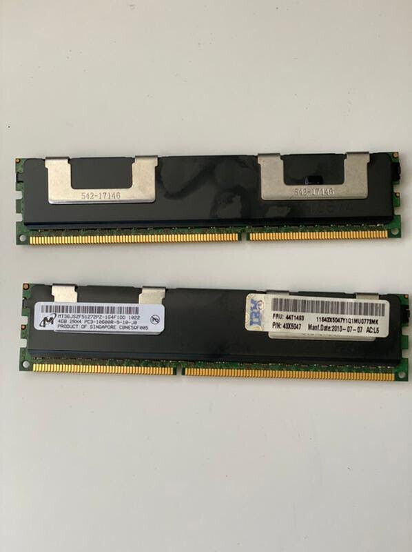 44T1493 IBM 4GB 2Rx4 PC3-10600R DDR3 ECC Server Memory 44T1483