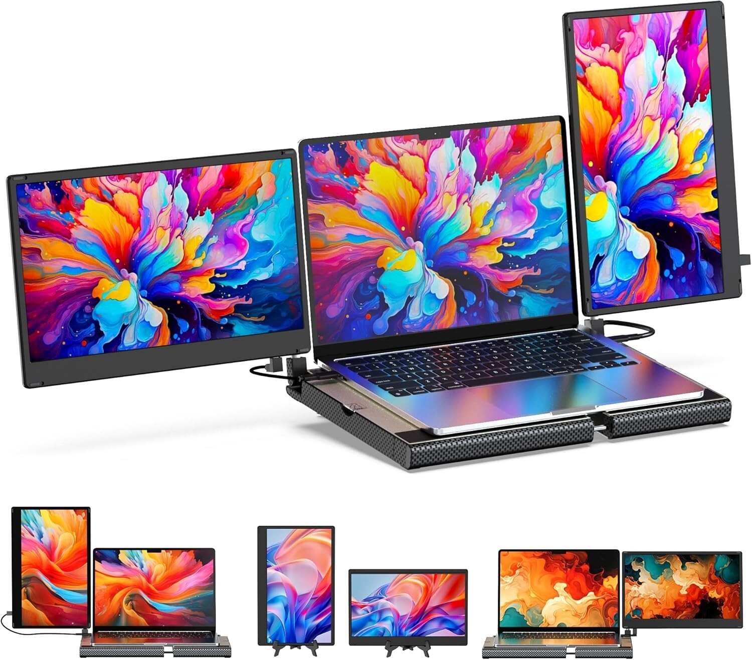 Laptop Screen Extender 14'' Triple Portable Monitor-360° Rotation F3 Laptop Moni