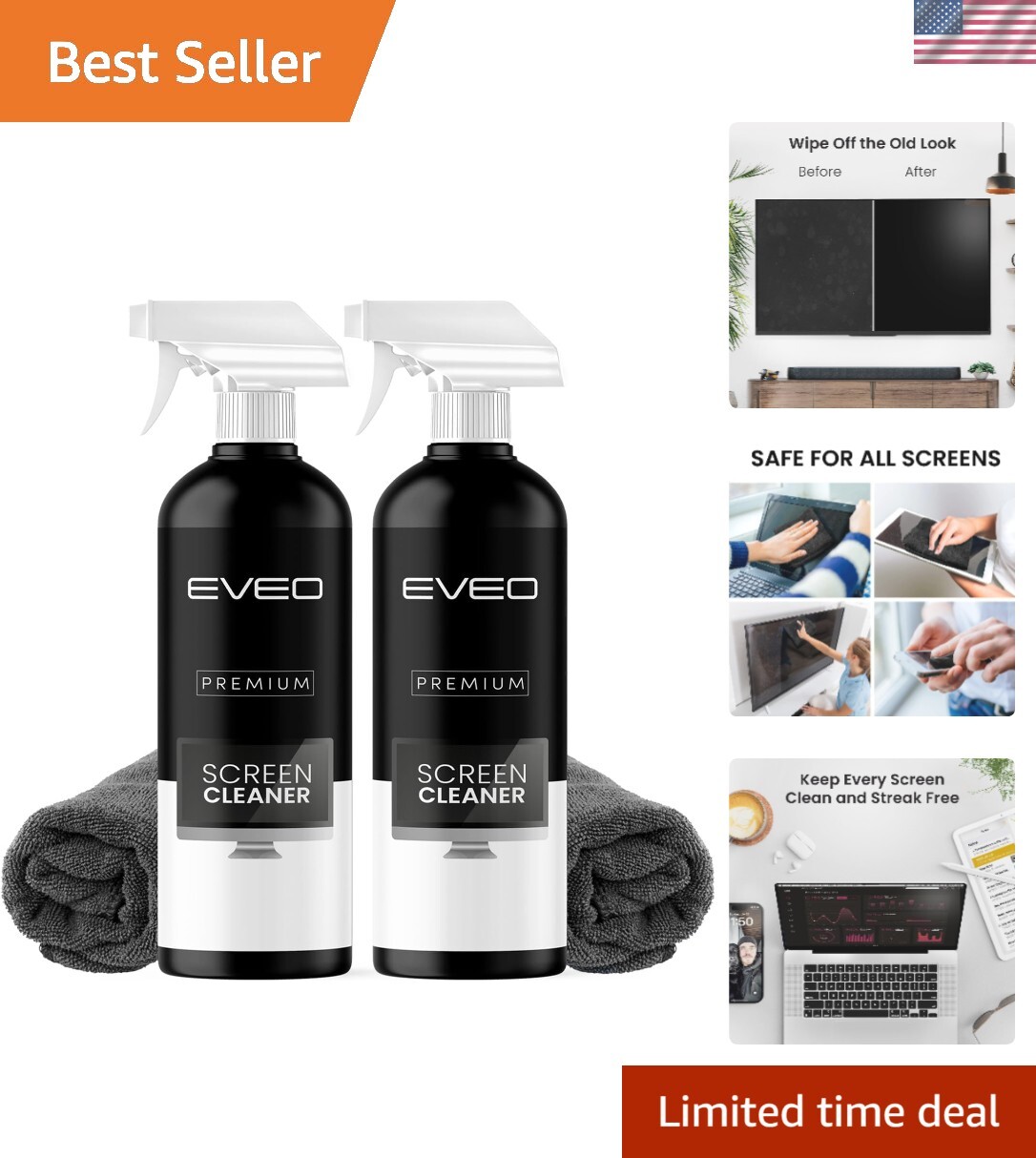 2-Pack Screen Cleaner Kit with Microfiber Cloth for Spotless Screens