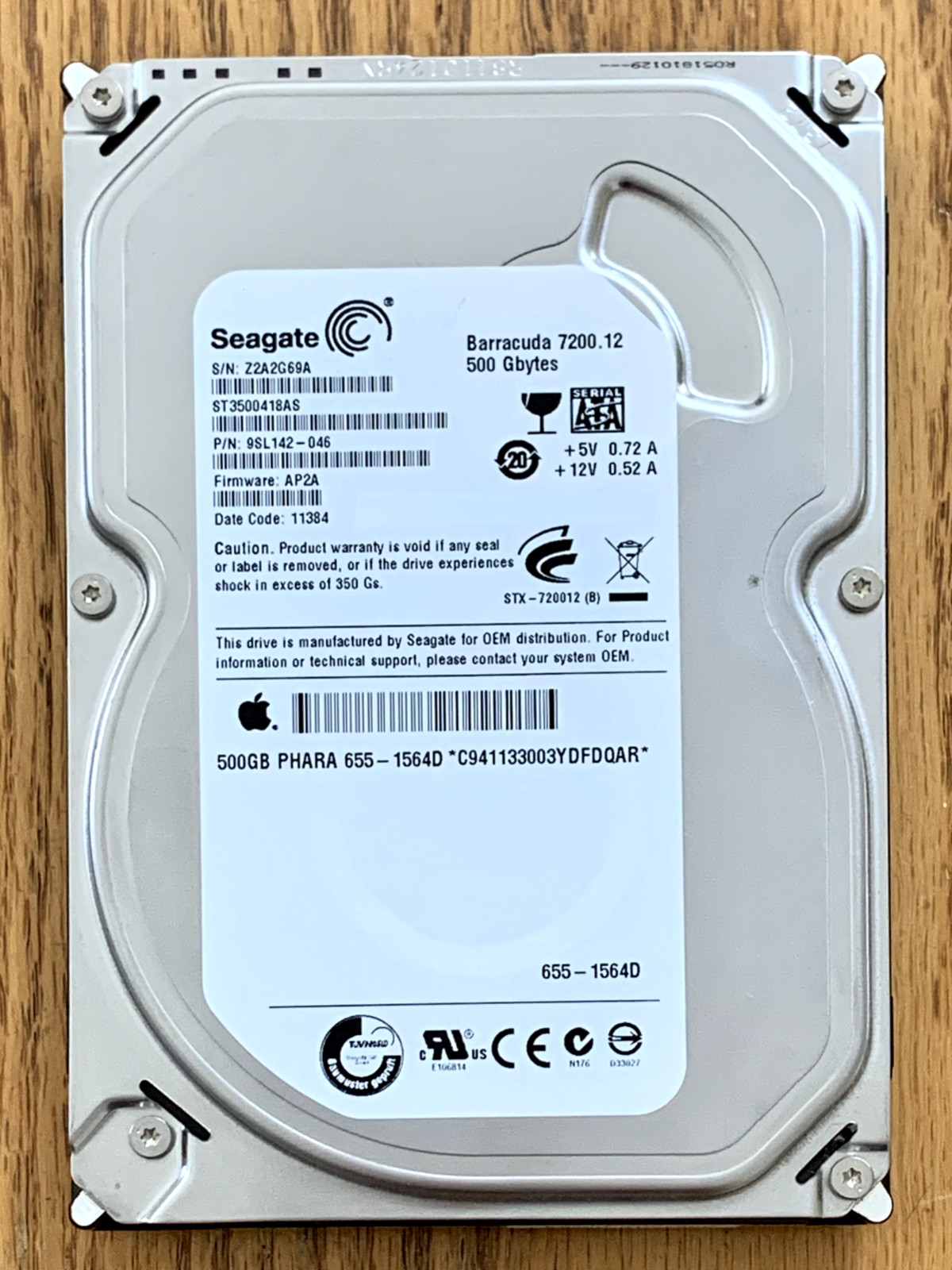 Seagate Barracuda 500GB 7200.12 ST350041AS Internal SATA Hard Drive