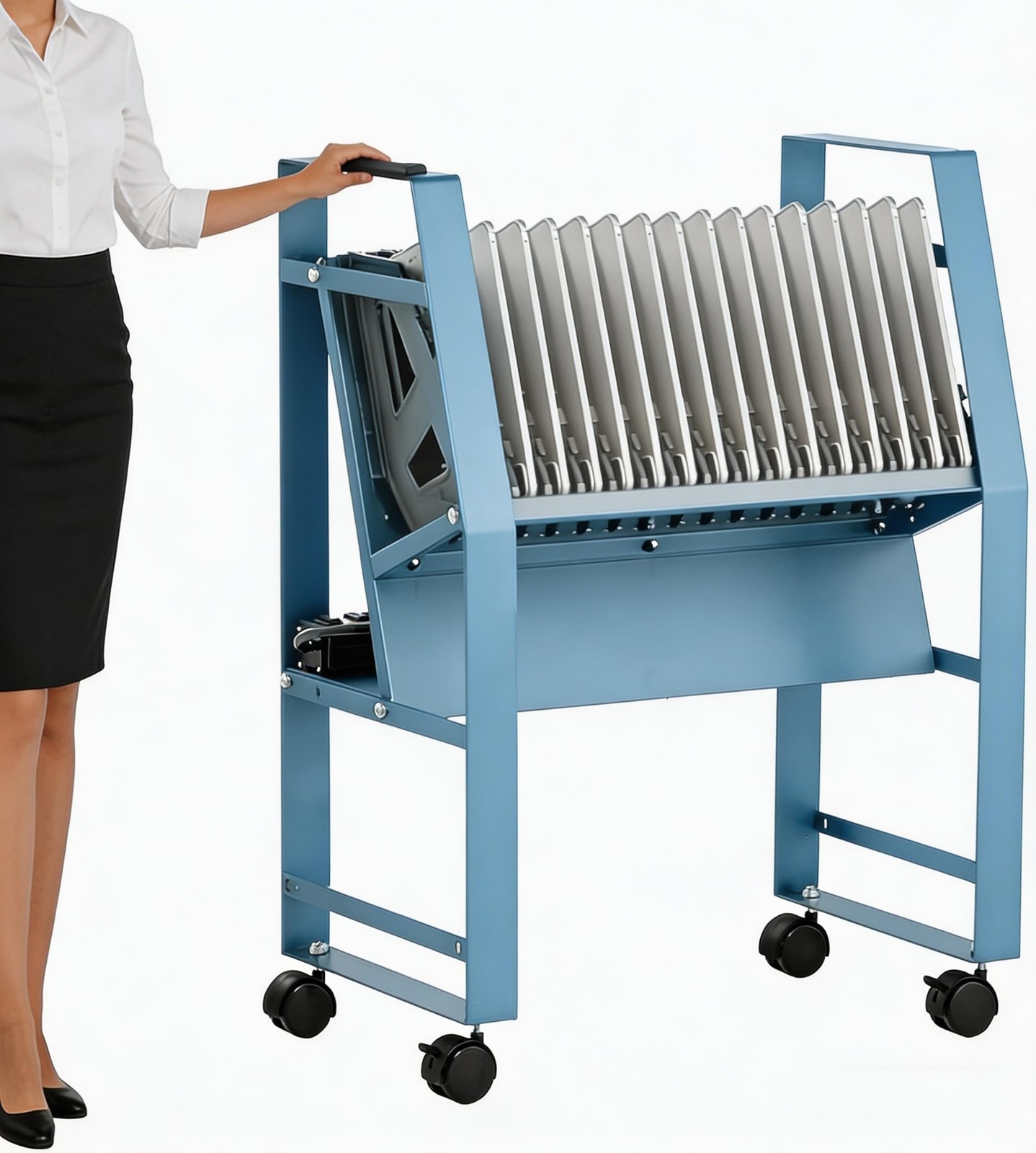 16/32 Device Charging Cart Chromebook Spike Protection 15.6in Wheels Office