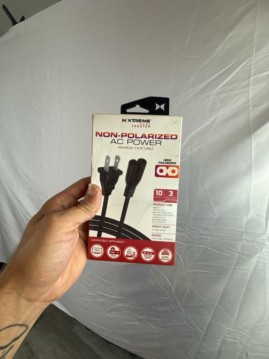 Xtreme Home Theater Non-Polarized AC Power Universal 2 Slot Cable, 10 Feet