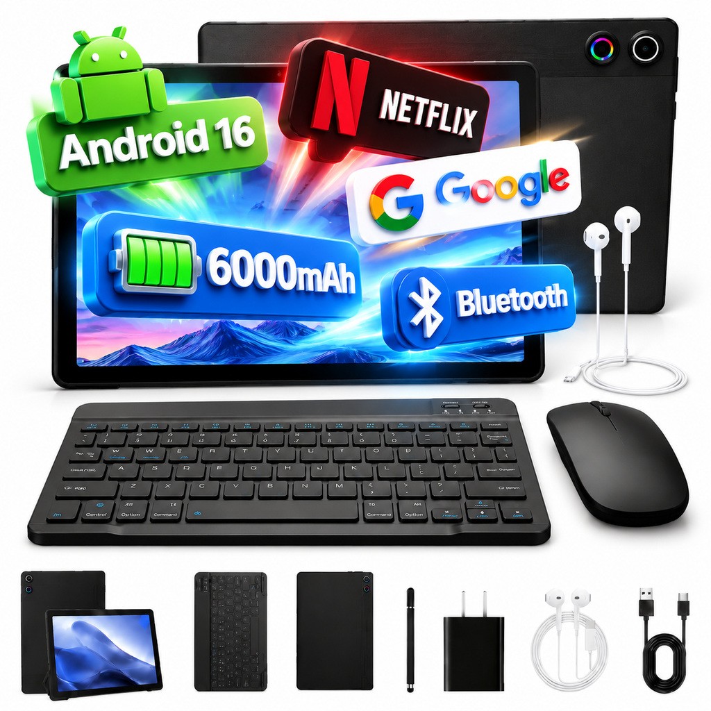 URAO New Tablet 10.1" IPS HD 1280*800 Touchscreen 64GB ROM Android 16 YouTube
