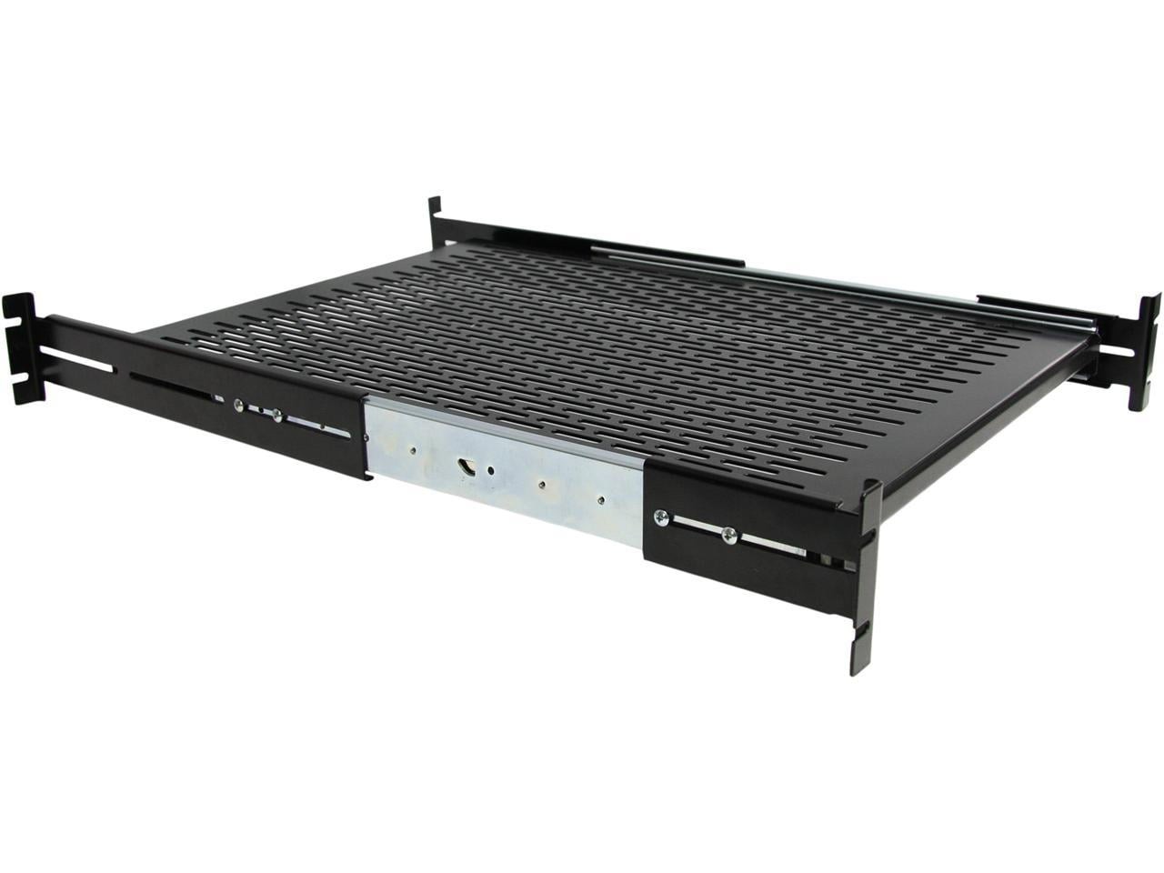 StarTech.com Server Rack Shelf, 19in Adjustable Depth, Vented Sliding, 2U, Black