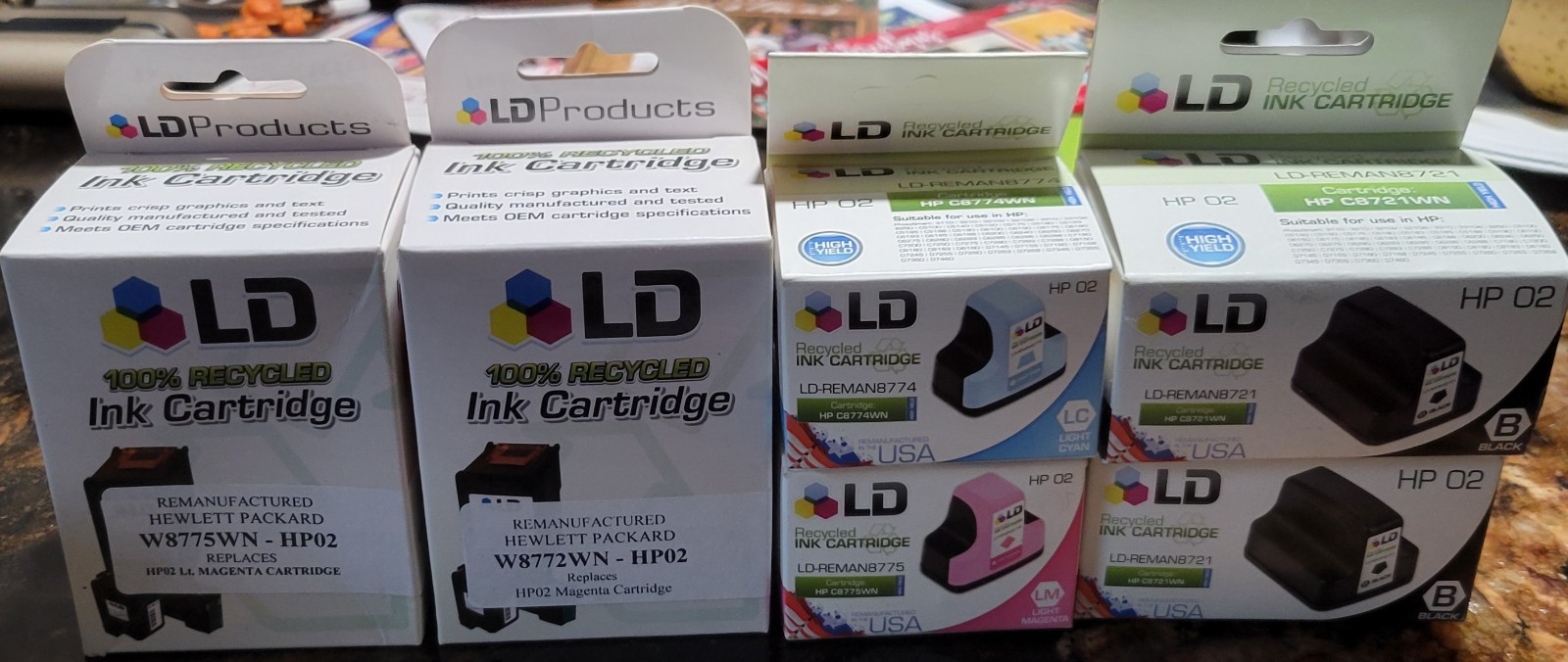 HP 02 PHOTOSMART COMPATIBLE INK CARTRIDGES, 2 BLACK, 4 COLOR