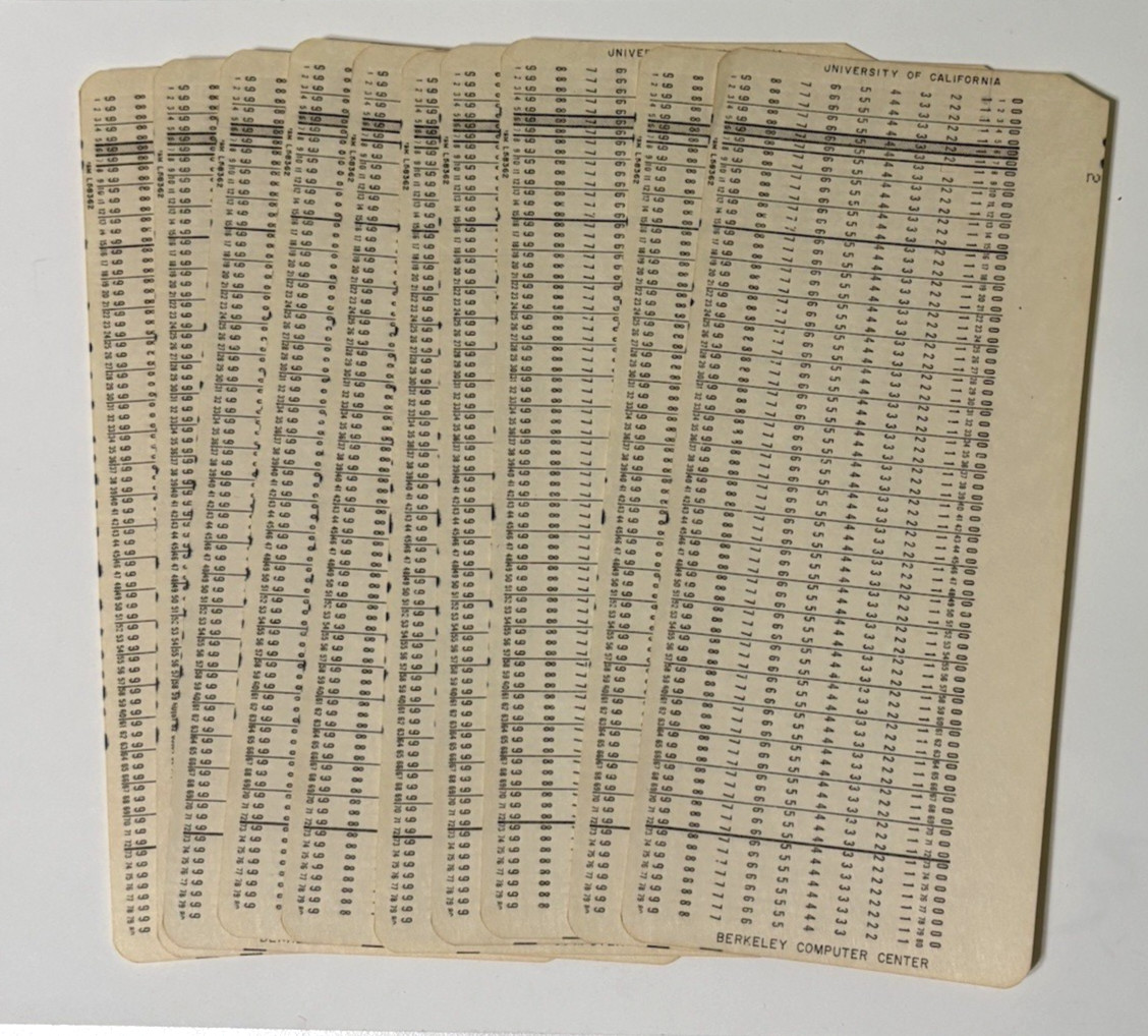 Lot 10 Vintage Computer Data Punch Cards Berkeley Computer Science University