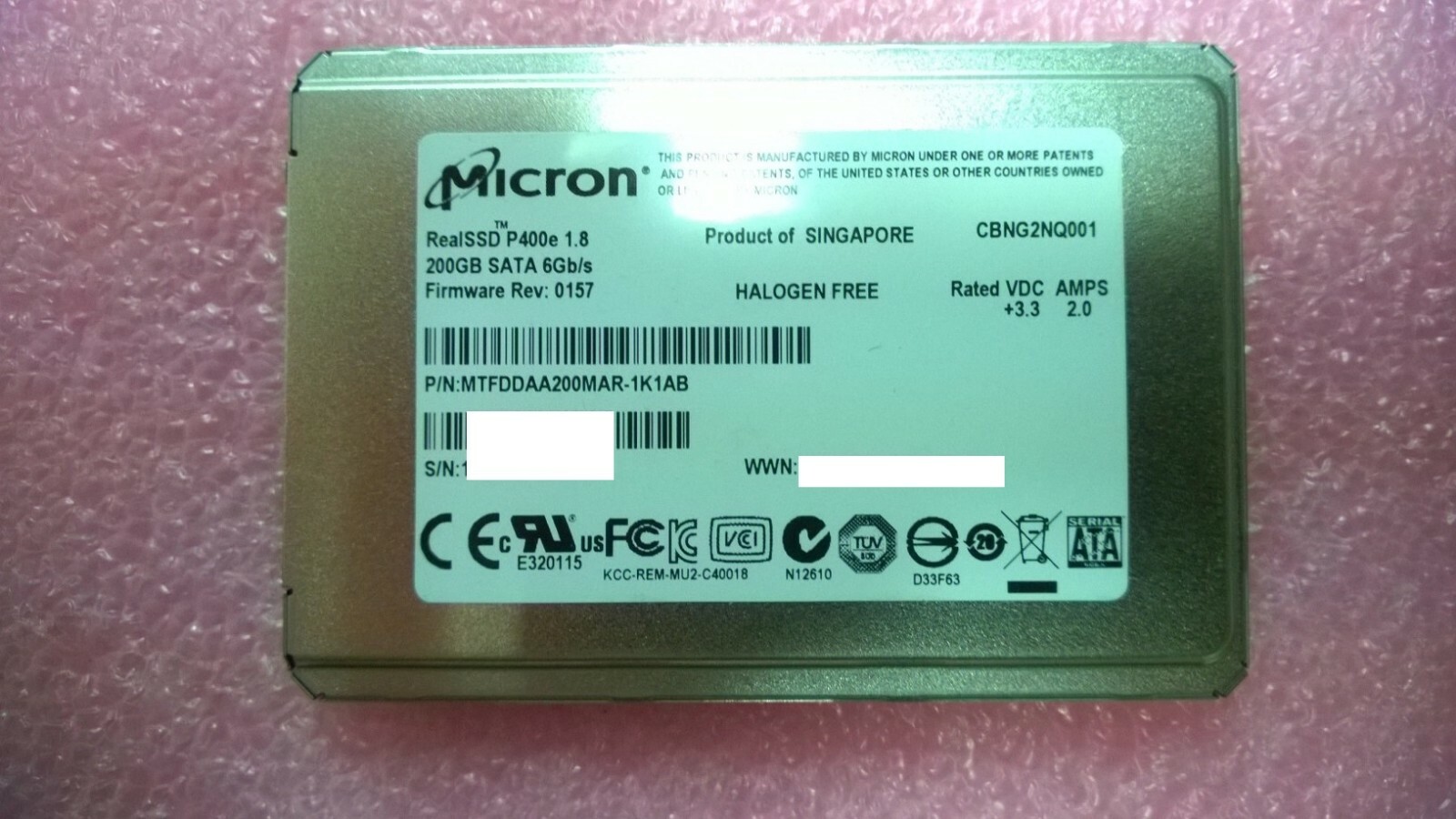 Micron MTFDDAA200MAR-1K1AB SATA RealSSD P400e 1.8 200GB SATA 6Gb/s