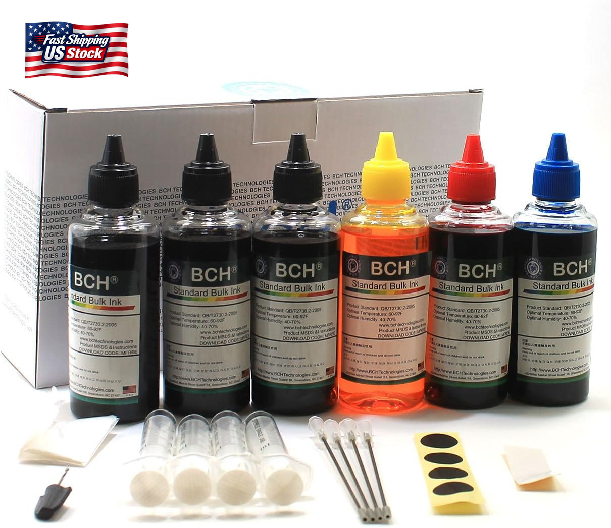 BCH Standard Printer Refill Ink Kit – 600Ml Bulk Dye Ink (3X Black, Cyan, Magent