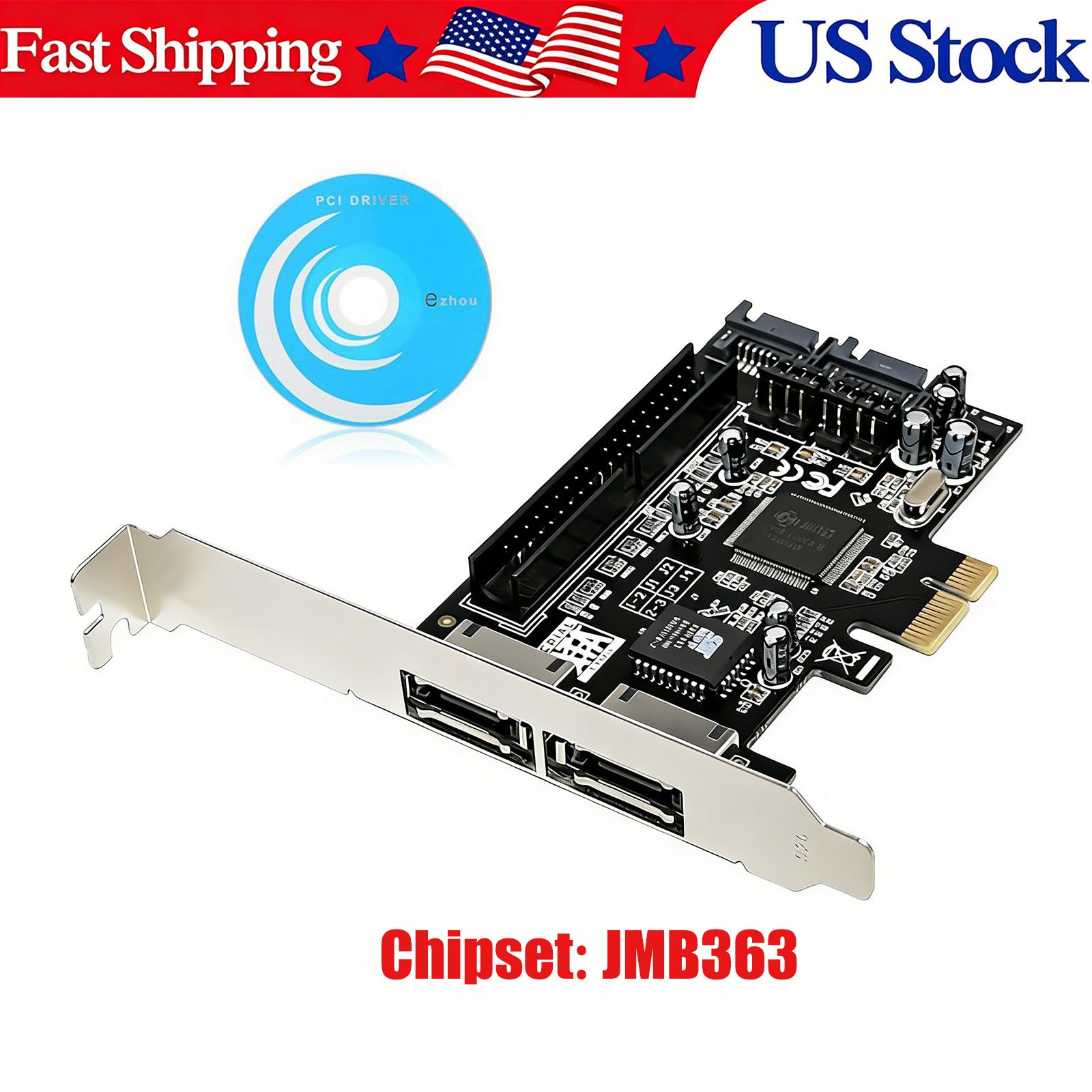 JMB363 PCIe IDE SATA eSATA Controller Card 2x eSATA + 2x SATA + IDE 40pin RAID