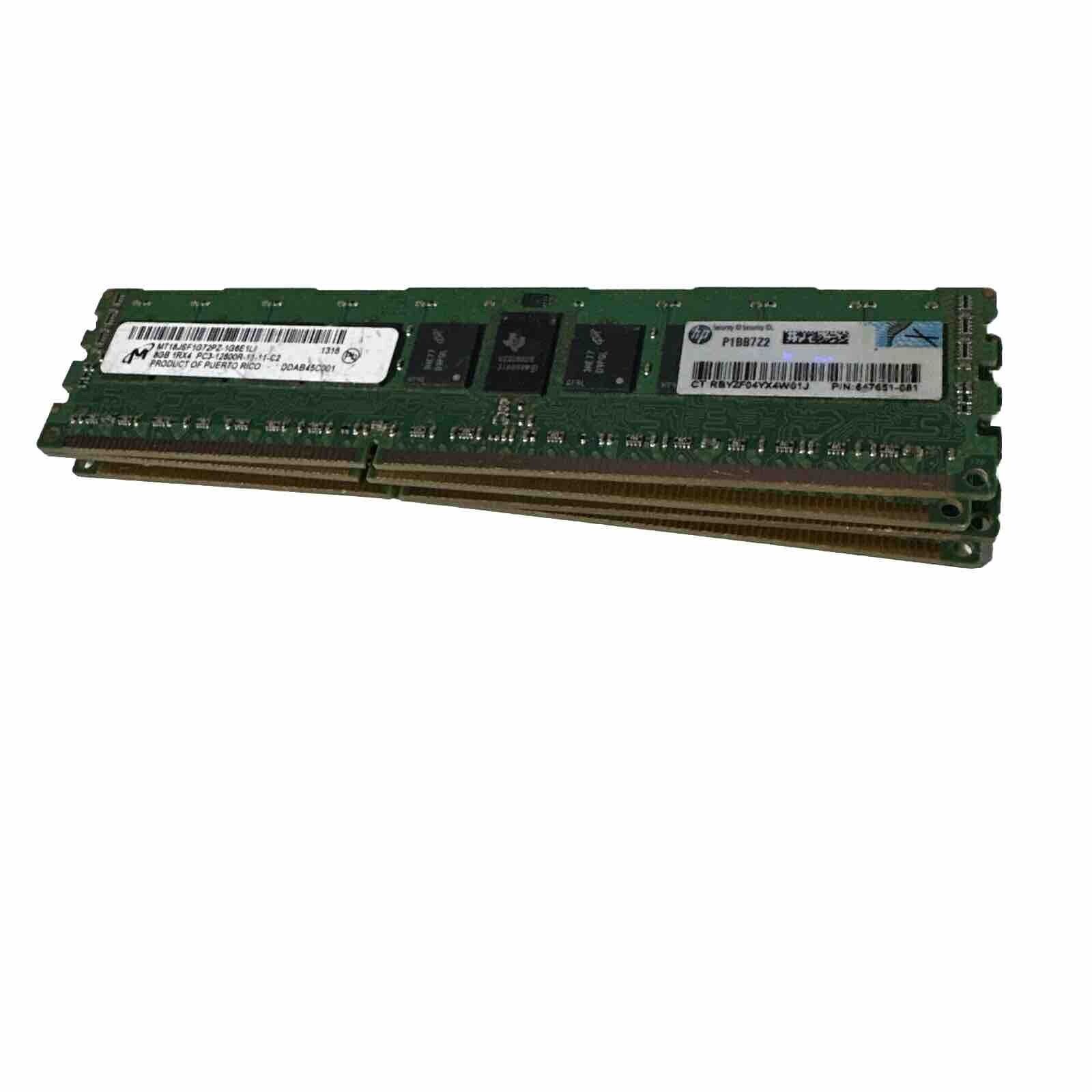 (Lot of 4) MT 8GB 1Rx4 PC3L-12800R Server RAM