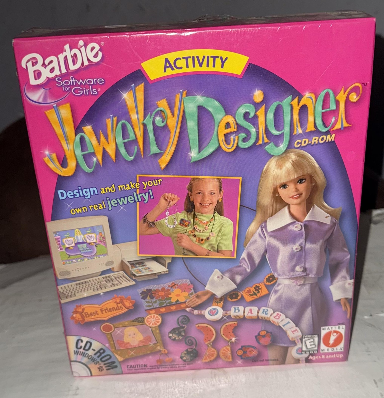 Vintage Barbie Jewelry Designer Activity CD-ROM Windows 95 Kids Software Sealed