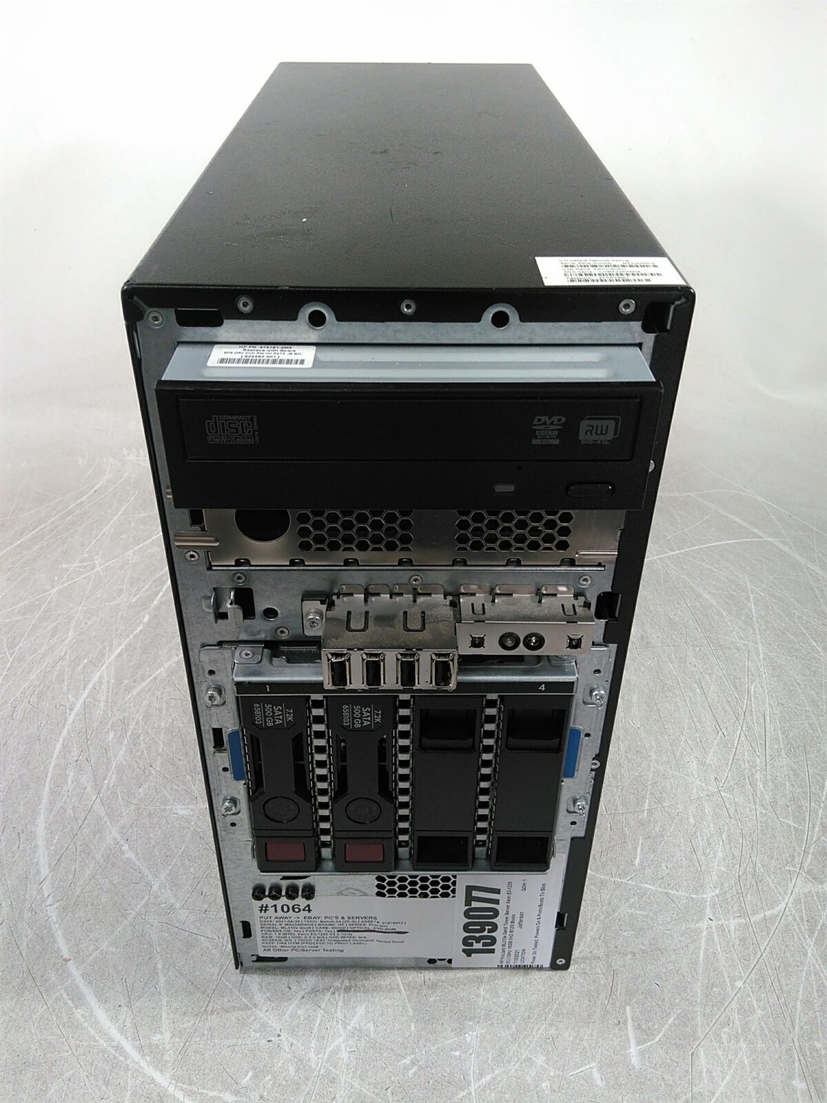 HP ProLiant ML310e Gen8 Tower Server Xeon E3-1220 V2 3.1GHz 16GB 0HD B120i Boots