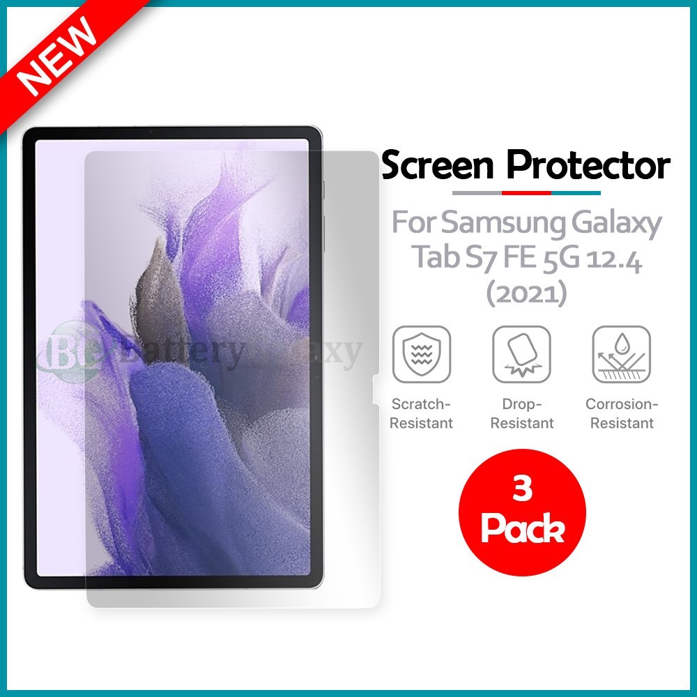 3 Pack Ultra Clear Screen Protector for Samsung Galaxy Tab S7 FE 5G 12.4 (2021)