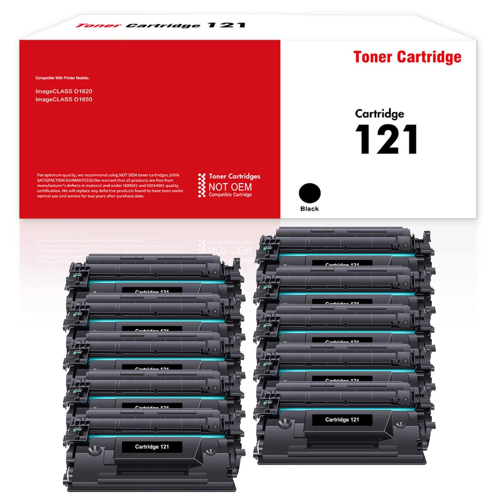 10 PK 3252C001 Black Toner Cartridge For Canon 121 Image Class D1650 D1620